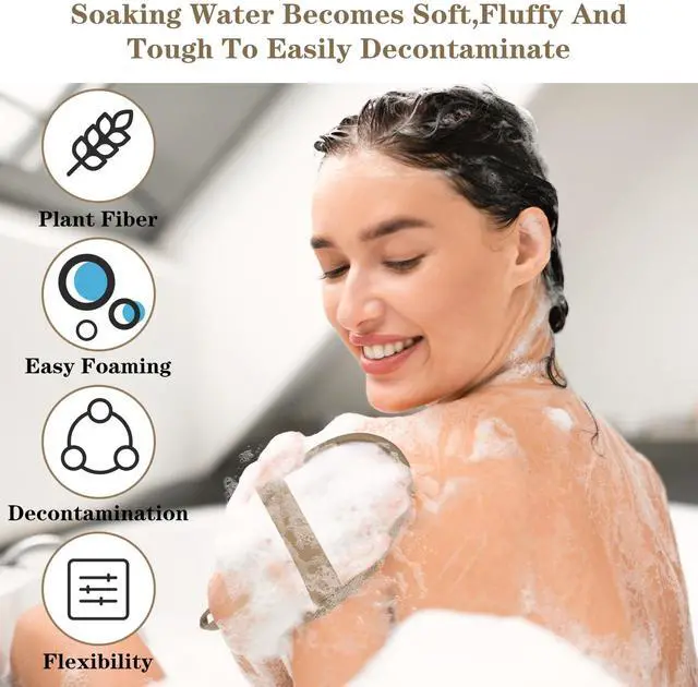 Alt view image 5 of 7 - 2 Pcs Loofah Sponge Natural Body Scrubber Loofahs for Shower Exfoliator Natural Lufa Bath Scrub Loofa Sponge Pad, Large Lufas for Men and Women Loufa Luffa Beige
