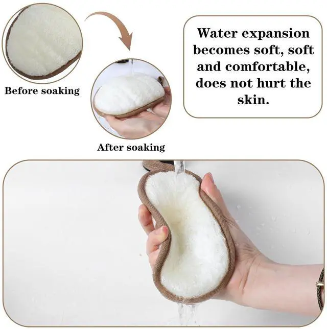 Alt view image 4 of 7 - 2 Pcs Loofah Sponge Natural Body Scrubber Loofahs for Shower Exfoliator Natural Lufa Bath Scrub Loofa Sponge Pad, Large Lufas for Men and Women Loufa Luffa Beige