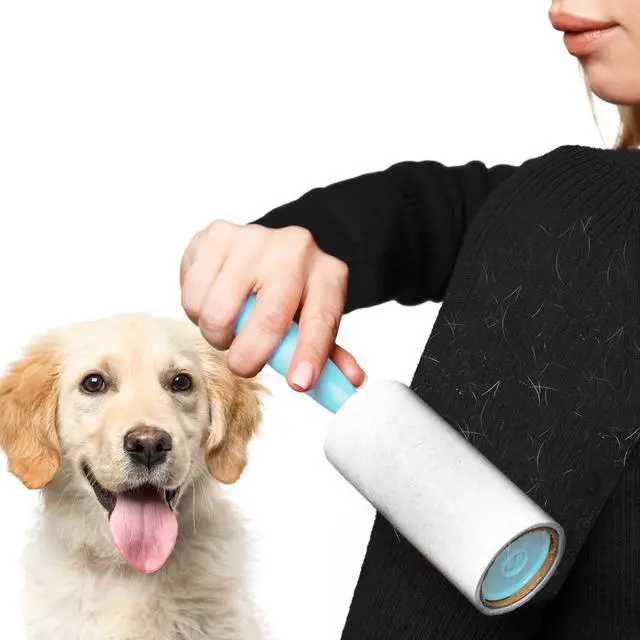 Alt view image 2 of 7 - Pet Lint Rollers for Dogs and Cats, Extra Sticky Adhesive, 2 Portable Fur/Hair Animal Hair Lifter for Clothes, Furniture, Carpet, Easy to Tear Dust Cleaner Brush, Blue Handle, 8 x 2