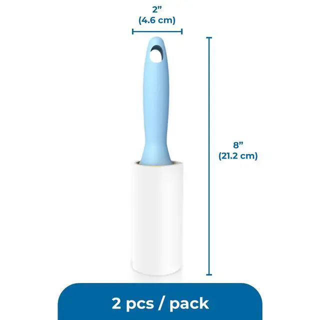 Alt view image 7 of 7 - Pet Lint Rollers for Dogs and Cats, Extra Sticky Adhesive, 2 Portable Fur/Hair Animal Hair Lifter for Clothes, Furniture, Carpet, Easy to Tear Dust Cleaner Brush, Blue Handle, 8 x 2