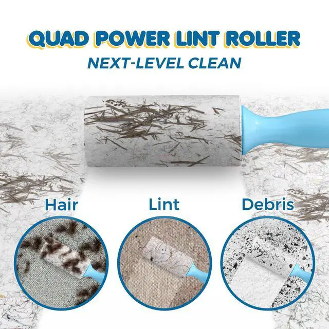 Alt view image 4 of 7 - Pet Lint Rollers for Dogs and Cats, Extra Sticky Adhesive, 2 Portable Fur/Hair Animal Hair Lifter for Clothes, Furniture, Carpet, Easy to Tear Dust Cleaner Brush, Blue Handle, 8 x 2
