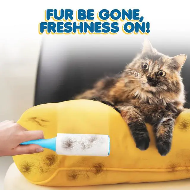 Alt view image 6 of 7 - Pet Lint Rollers for Dogs and Cats, Extra Sticky Adhesive, 2 Portable Fur/Hair Animal Hair Lifter for Clothes, Furniture, Carpet, Easy to Tear Dust Cleaner Brush, Blue Handle, 8 x 2