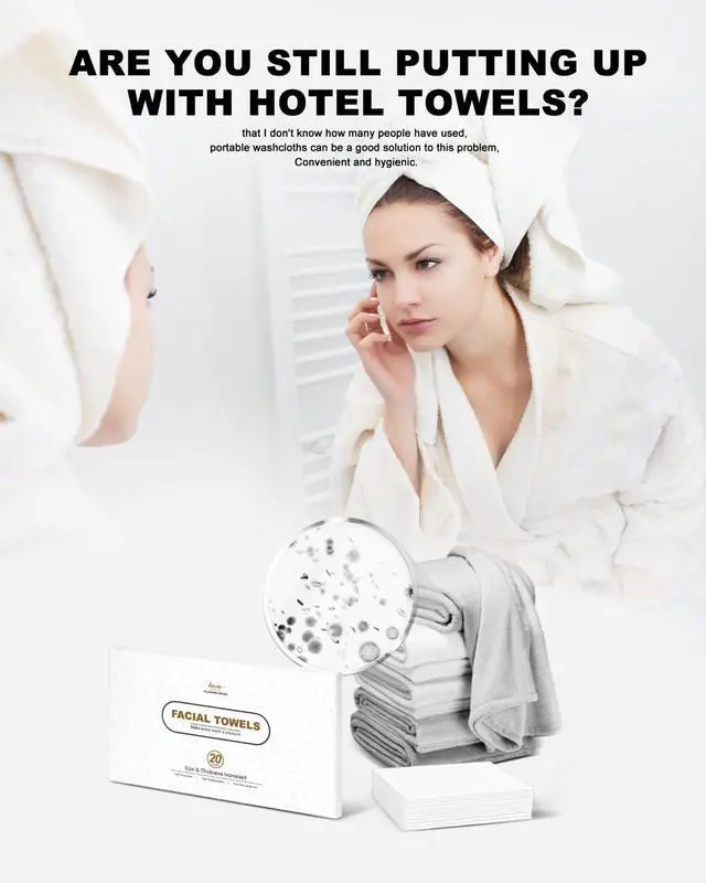 Alt view image 6 of 7 - Disposable Face Towel,Biodegradable Facial Towels 9.8"×9.8",20 Count