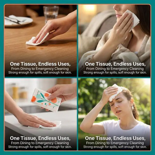 Alt view image 2 of 6 - 15PCS Travel Tissues - 3-Ply Pocket Tissue Packs, Purse tissues