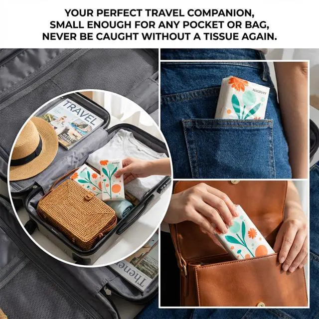 Alt view image 6 of 6 - 15PCS Travel Tissues - 3-Ply Pocket Tissue Packs, Purse tissues