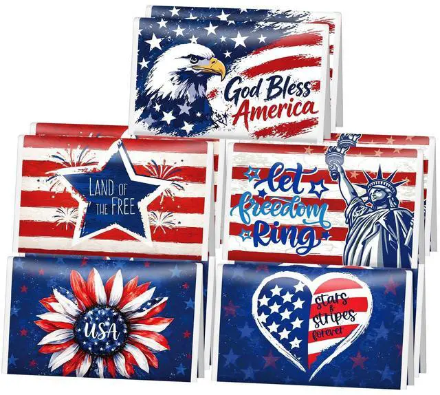 Main image of 10 Pack 4th of July Tissues Bulk Independence Day Patriotic Party Favor, 250th Anniversary Travel Size 3 Ply Small American Flag Patriotic Facial Pocket Tissues Individual, 80 Sheets Total