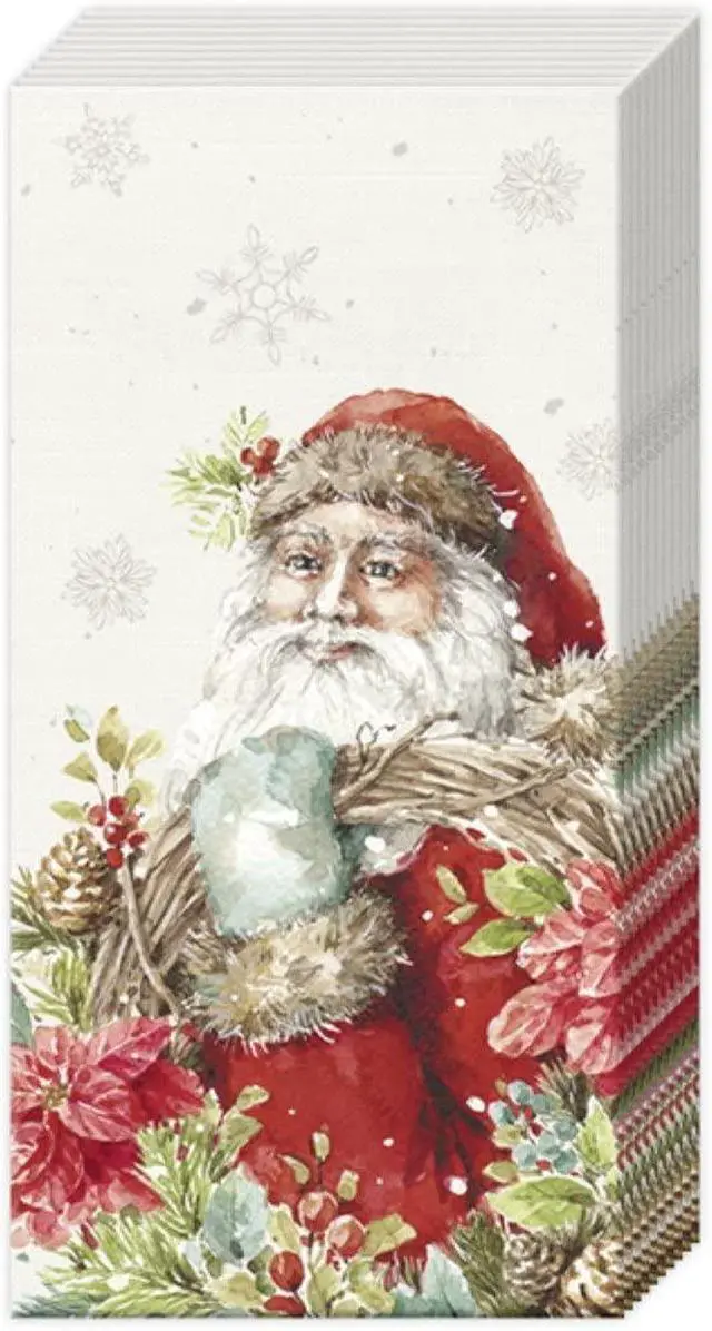 Main image of Pocket Tissues 4-Ply Facial Tissue Pack, 10-Count, Santa's Wreath (Cream), 1-Pack Only
