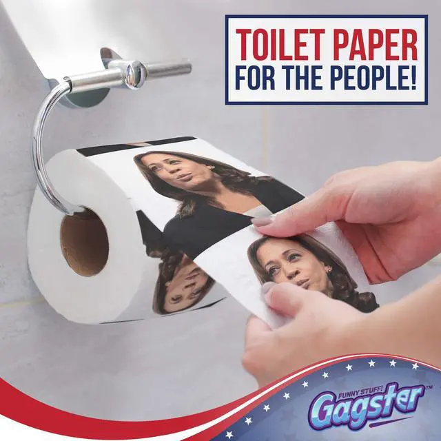 Alt view image 2 of 6 - Kamala Harris Funny Toilet Paper Roll Novelty Caricature Toilet Paper with Presidents, Political TP Prank Gift, White Elephant, Secret Santa, Gag Gifts for Adults - 3 Ply Roll