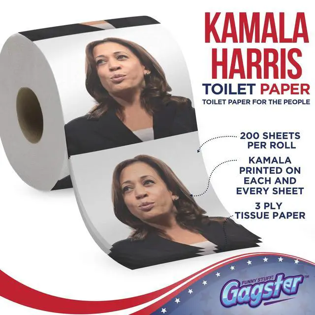 Alt view image 4 of 6 - Kamala Harris Funny Toilet Paper Roll Novelty Caricature Toilet Paper with Presidents, Political TP Prank Gift, White Elephant, Secret Santa, Gag Gifts for Adults - 3 Ply Roll