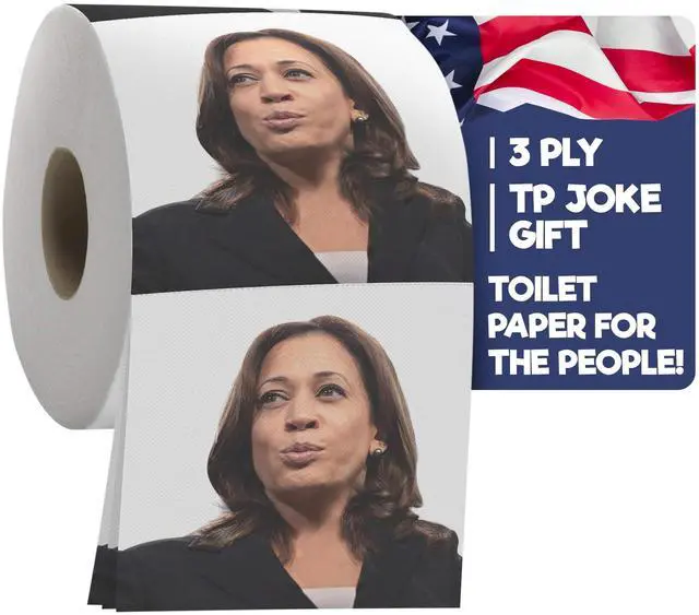 Main image of Kamala Harris Funny Toilet Paper Roll Novelty Caricature Toilet Paper with Presidents, Political TP Prank Gift, White Elephant, Secret Santa, Gag Gifts for Adults - 3 Ply Roll