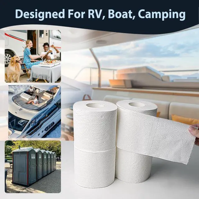Alt view image 6 of 7 - RV Camping Toilet Paper - 4 Rolls Rapid-Dissolve Marine & Trailer Septic Safe Tissue - Biodegradable 3-Ply 290 Sheets Bath Tissue for Marine, Travel, and Camper Systems