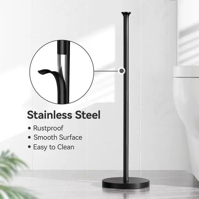 Alt view image 4 of 7 - Toilet Paper Holder Stand(with Reserve Function), Free-Standing Spare Rolls Storage Holder, Stainless Steel, Modern Design