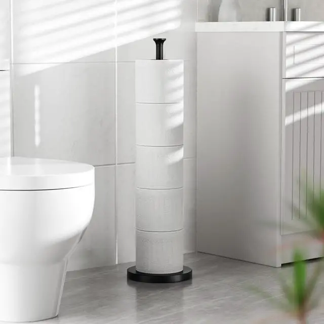 Alt view image 6 of 7 - Toilet Paper Holder Stand(with Reserve Function), Free-Standing Spare Rolls Storage Holder, Stainless Steel, Modern Design