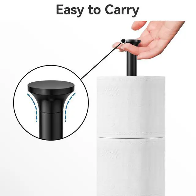 Alt view image 5 of 7 - Toilet Paper Holder Stand(with Reserve Function), Free-Standing Spare Rolls Storage Holder, Stainless Steel, Modern Design