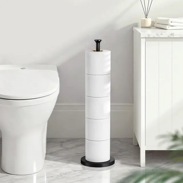 Alt view image 7 of 7 - Toilet Paper Holder Stand(with Reserve Function), Free-Standing Spare Rolls Storage Holder, Stainless Steel, Modern Design
