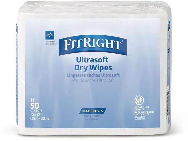 Main image of Ultrasoft Absorbent Dry Cleansing Wipes, Hypoallergenic and Fragrance-Free, 10" x 13", 50 Count