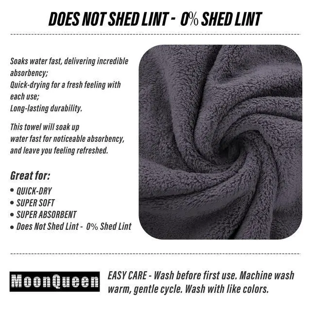 Alt view image 4 of 7 - 6 Pack Premium Hand Towels - Quick Drying - Microfiber Coral Velvet Highly Absorbent Towels - Multipurpose Use as Hotel, Bathroom, Shower, Spa, Hand Towel 16 x 28 inches (Gray)
