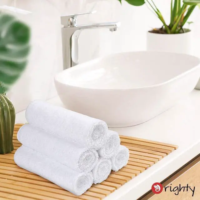 Alt view image 4 of 7 - 6-Pack White Hand Towels - Quick Drying & Absorbent Microfiber Gym Towels 16x28 inches - Lightweight & Thin White Yoga Towel - Multi-Purpose Camping Towel for SPA, Hotel & Bathroom
