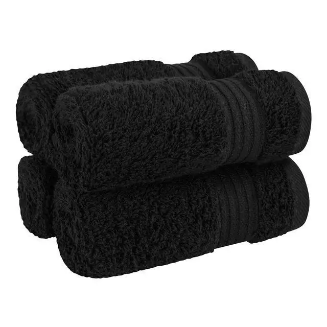 Alt view image 5 of 6 - 100% Cotton Turkish Towel Set, Soft Absorbent Quick Dry, 4 Piece Washcloth Set, Coal Black