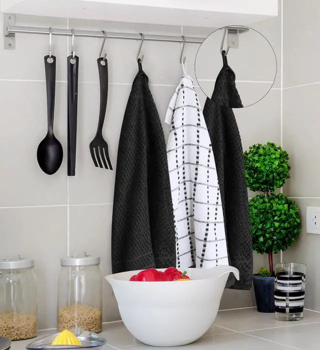 Alt view image 7 of 7 - Kitchen Towels 12 Pack, 15 x 25 Inches, 100% Ring Spun Cotton Super Soft and Absorbent Linen Dish, Tea and Bar Towels Set, Black