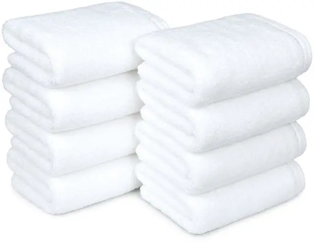 Main image of 8-Pack Soft, Highly Absorbent, Quick-Dry Hand Towels, 100% Cotton, 28" x 16", White