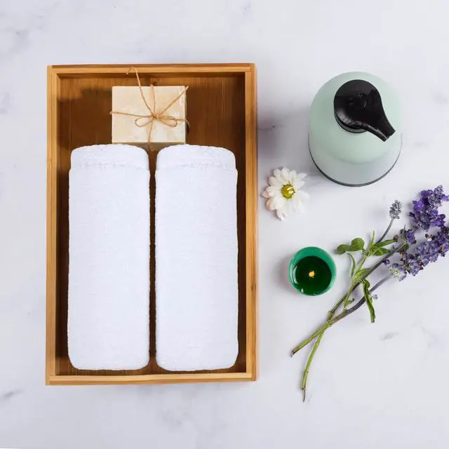 Alt view image 2 of 6 - 8-Pack Soft, Highly Absorbent, Quick-Dry Hand Towels, 100% Cotton, 28" x 16", White