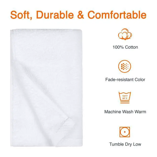 Alt view image 3 of 6 - 8-Pack Soft, Highly Absorbent, Quick-Dry Hand Towels, 100% Cotton, 28" x 16", White