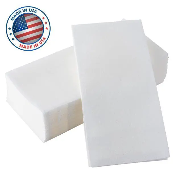 Alt view image 5 of 7 - 50-Pack Disposable Bathroom Napkins | 12" x 17" Single-Use Classic Lite Linen-Feel Guest Towels, Made in USA | Cloth-Like Hand Towels, White