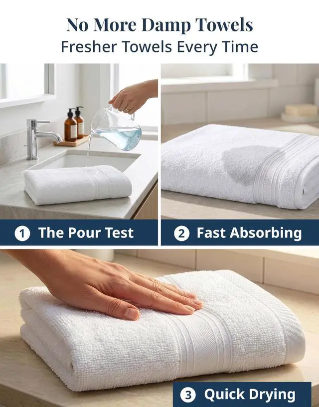 Alt view image 4 of 7 - White Hand Towels for Bathroom - Pack of 4 (16"x28") 100% Cotton Hand & Face Towels - Soft, Durable, Quick Dry & Highly Absorbent, Fingertip Towel for Bathroom - Great for Gym, Salon, Spa & Family Use