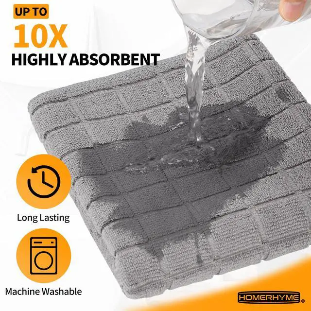 Alt view image 5 of 7 - Hand Towels, 12 Pack 25''*15'' Gym Towels, Grey Quick Dry Lint Free Soft Absorbent Bulk Checkered Fingertip Washcloths Bath Towels for Bathroom Kitchen Salon Workout Shower
