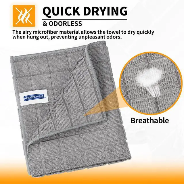 Alt view image 6 of 7 - Hand Towels, 12 Pack 25''*15'' Gym Towels, Grey Quick Dry Lint Free Soft Absorbent Bulk Checkered Fingertip Washcloths Bath Towels for Bathroom Kitchen Salon Workout Shower
