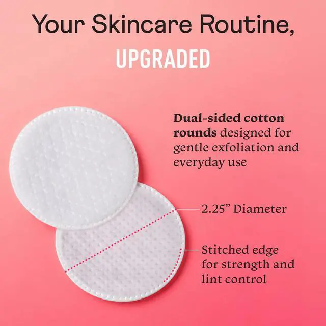 Alt view image 3 of 7 - Premium Exfoliating Rounds, 2 Distinct Raised Textured Surface, Cotton Facial Pads, 80 Count Re-closable Bag