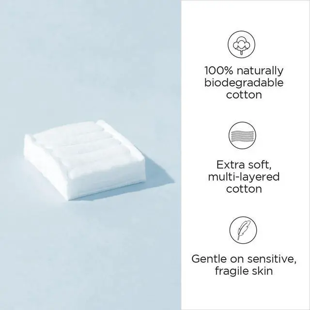 Alt view image 3 of 7 - Cotton Squares for Face & Skincare, 100% Pure Cotton for Makeup Removal, Toner Application, Nail Polish Removal & Facial Cleansing, Durable Multi-Layer Textured Squares, Gentle on Skin 160-count