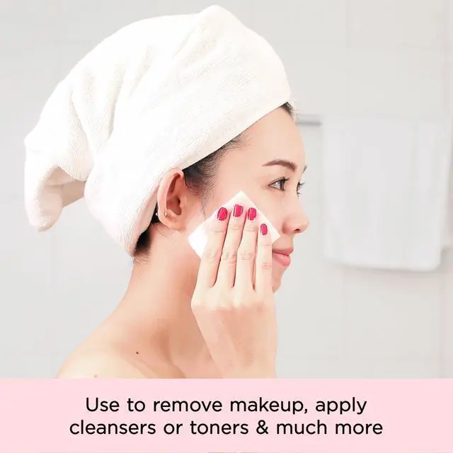 Alt view image 7 of 7 - Cotton Squares for Face & Skincare, 100% Pure Cotton for Makeup Removal, Toner Application, Nail Polish Removal & Facial Cleansing, Durable Multi-Layer Textured Squares, Gentle on Skin 160-count