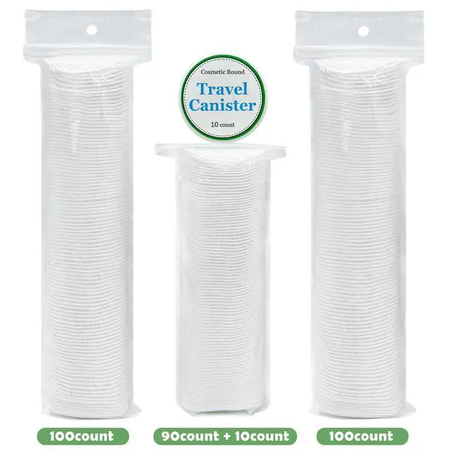 Alt view image 2 of 7 - Cotton Rounds (300 Count) with Travel Canister - Lint-Free, Ultra Soft & Absorbent 3-Layer Cotton Pads for Face and Makeup Removal