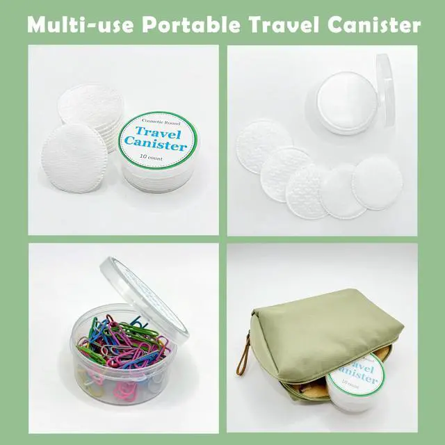 Alt view image 3 of 7 - Cotton Rounds (300 Count) with Travel Canister - Lint-Free, Ultra Soft & Absorbent 3-Layer Cotton Pads for Face and Makeup Removal