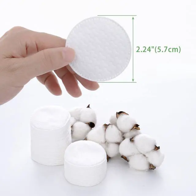 Alt view image 4 of 7 - Cotton Rounds (300 Count) with Travel Canister - Lint-Free, Ultra Soft & Absorbent 3-Layer Cotton Pads for Face and Makeup Removal