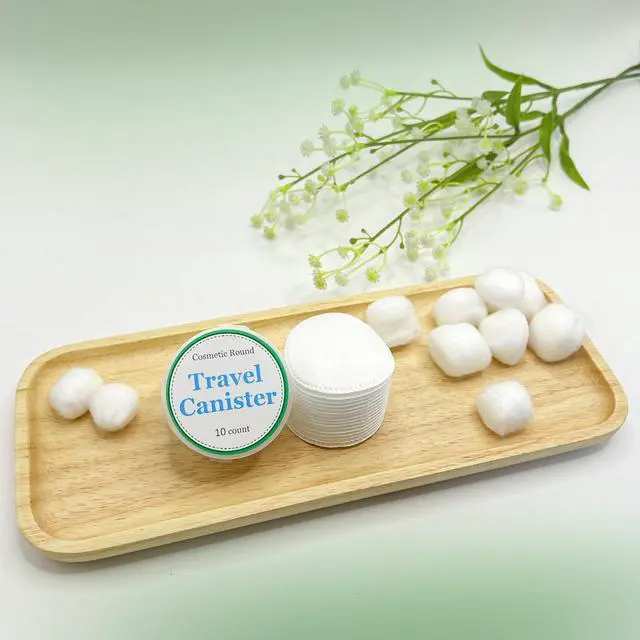 Alt view image 6 of 7 - Cotton Rounds (300 Count) with Travel Canister - Lint-Free, Ultra Soft & Absorbent 3-Layer Cotton Pads for Face and Makeup Removal