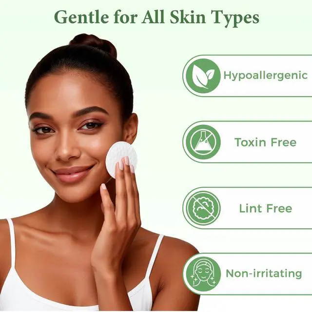 Alt view image 7 of 7 - Cotton Rounds (300 Count) with Travel Canister - Lint-Free, Ultra Soft & Absorbent 3-Layer Cotton Pads for Face and Makeup Removal