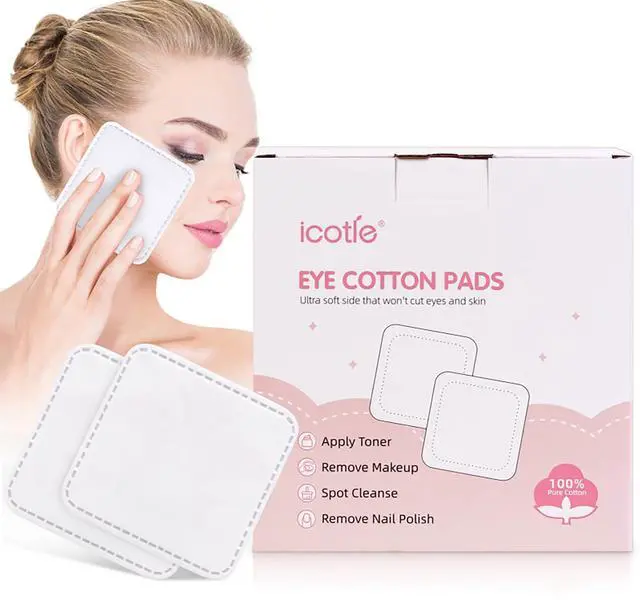 Main image of 200-Count Eye Cotton Pads 100% Cotton Ultra Soft Square Cotton Pads, Spunlace Purely Physical Technology, Makeup Remover Pads for Facial Cleansing on All Skin Types