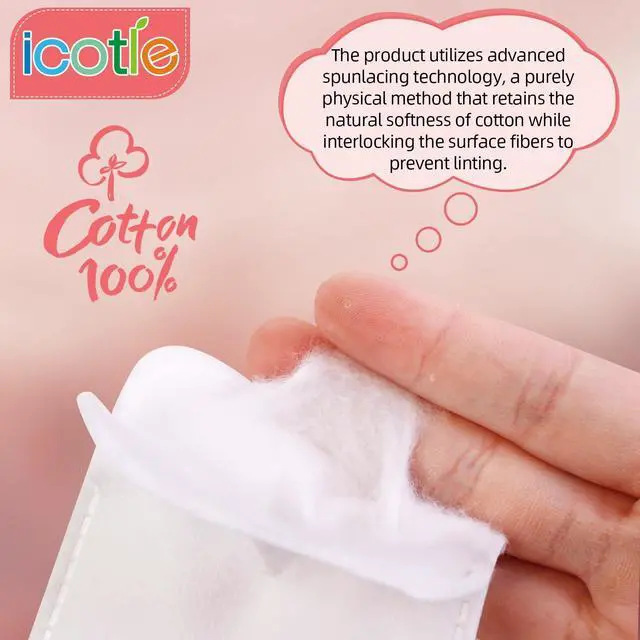 Alt view image 3 of 7 - 200-Count Eye Cotton Pads 100% Cotton Ultra Soft Square Cotton Pads, Spunlace Purely Physical Technology, Makeup Remover Pads for Facial Cleansing on All Skin Types