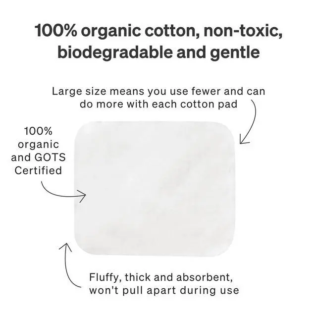 Alt view image 4 of 7 - Baby Cotton Pads, 60 Count, Ultra Soft 100% Organic Extra Large Cotton Pads for Baby, Great for Baby Sensitive Skin, Lint-Free Premium Disposable Large Cotton Pads, 100% Cotton Squares
