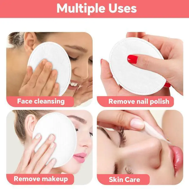 Alt view image 6 of 7 - Large Oval Cotton Pads, 80 Count, Multi-Layer, Lint-Free, Dual-Sided, Ultra-Soft Cotton Oval Pads for Makeup Removal, Cleansing, and Toner Application
