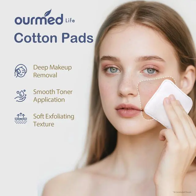 Alt view image 2 of 7 - Large Cotton Pads for Face, Soft & Lint-Free Cotton Rounds with Pressed Seam Design, Durable Facial Cleansing Squares for Face, Ideal Makeup Remover Pads, 3x3 Inch, 60 Count