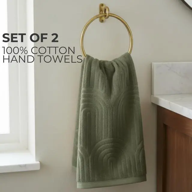 Alt view image 3 of 7 - Decorative Hand Towels for Your Bathroom Or Kitchen Luxurious Set of 2 Soft Boho Cotton Towels are Absorbent, Lightweight & Dry Quickly - Perfect to Elevate Any Bath Decoration at Home