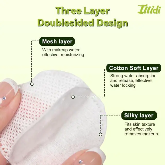 Alt view image 4 of 6 - Boxed 100% Cotton Rounds for Face (150), Dual-Texture, Soft, Lint-Free Makeup Remover Pads, Hypoallergenic, Highly Absorbent