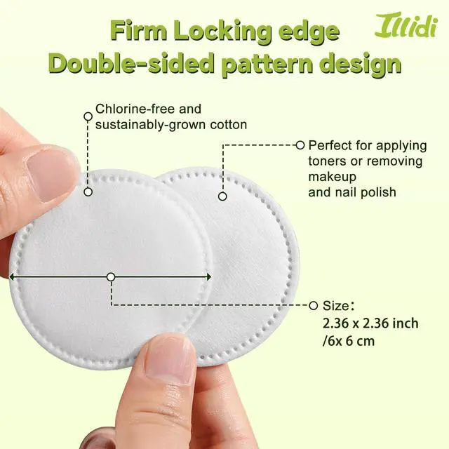Alt view image 5 of 6 - Boxed 100% Cotton Rounds for Face (150), Dual-Texture, Soft, Lint-Free Makeup Remover Pads, Hypoallergenic, Highly Absorbent