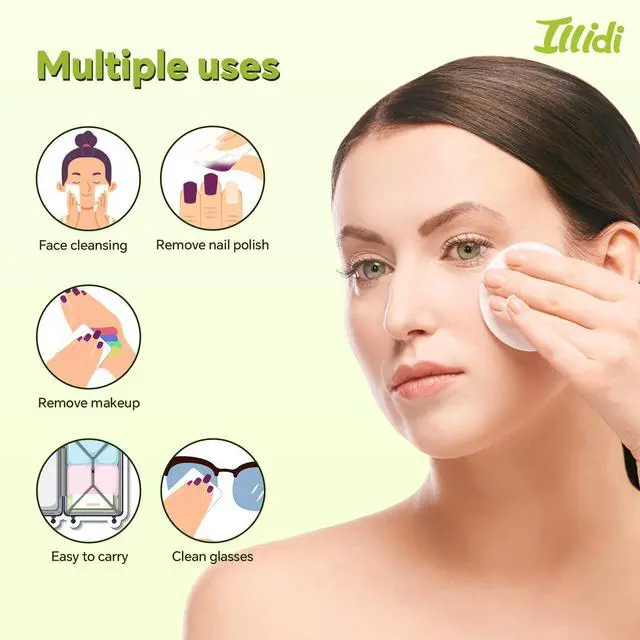 Alt view image 6 of 6 - Boxed 100% Cotton Rounds for Face (150), Dual-Texture, Soft, Lint-Free Makeup Remover Pads, Hypoallergenic, Highly Absorbent