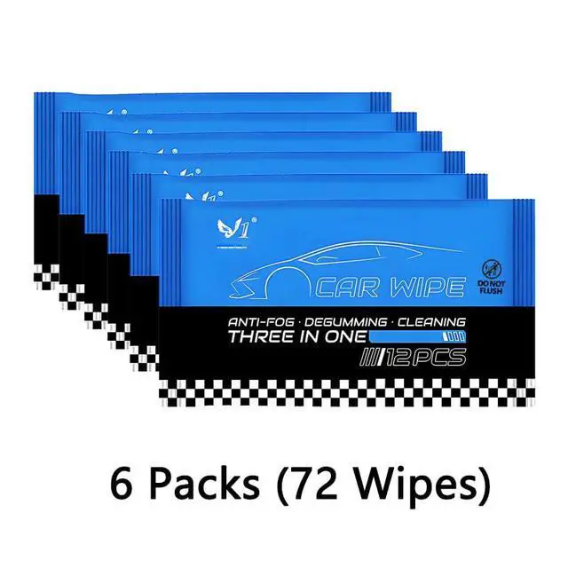Alt view image 7 of 7 - 72 Count Car Wipes Interior Cleaning, Car Interior Cleaner Wipes for Dashboard, Leather Seats, Steering Wheel & Upholstery, 6 Packs Travel Size, Multi-Surface Car Interior Cleaning Supplies