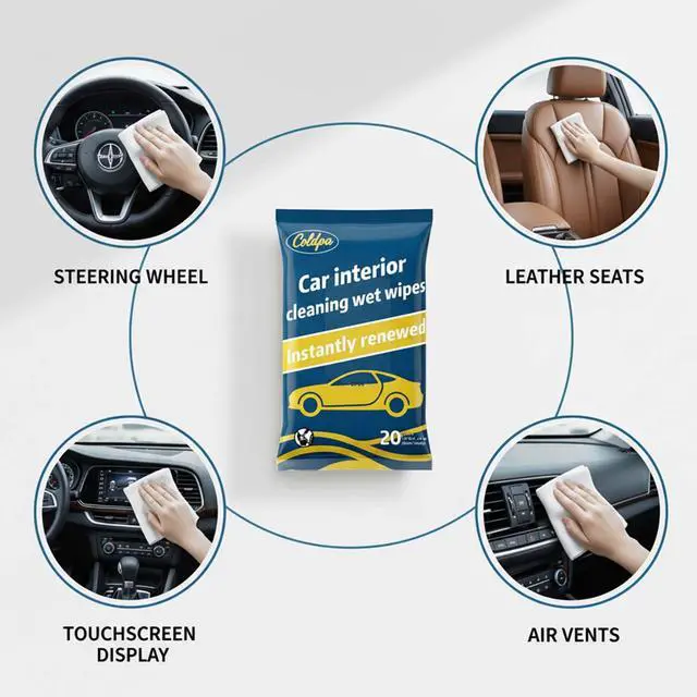 Alt view image 2 of 7 - Car Cleaning Wipes, Multipurpose Vehicle Interior Surface Wipes, Soft Disposable Cleaning Cloth for Car Dashboard Seat Door Panel Glass Dust & Stain Removal